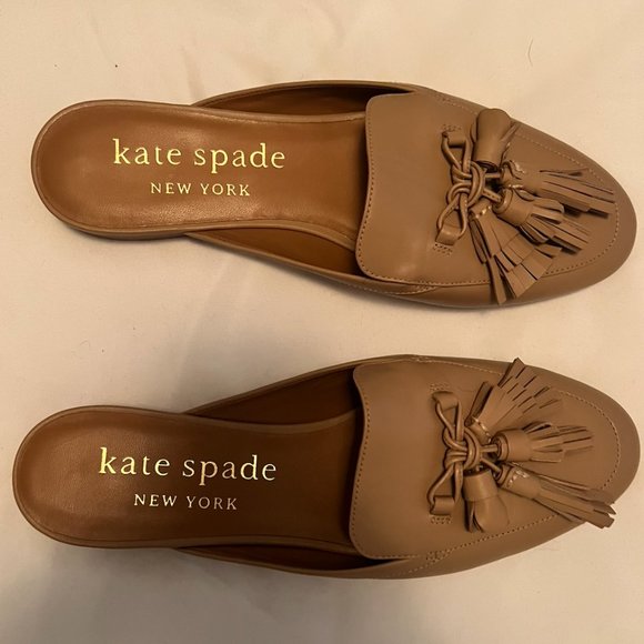 New Kate Spade Tan Cadenza Leather Mules (Sz 10) - Picture 3 of 3